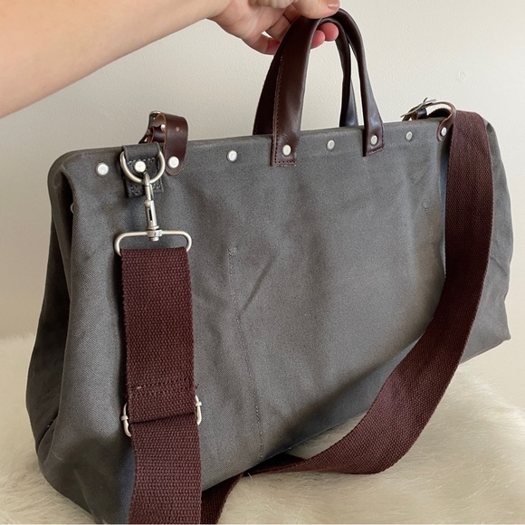 Line of trade gray weekender travel bag brown removable shoulder strap - Picture 7 of 11